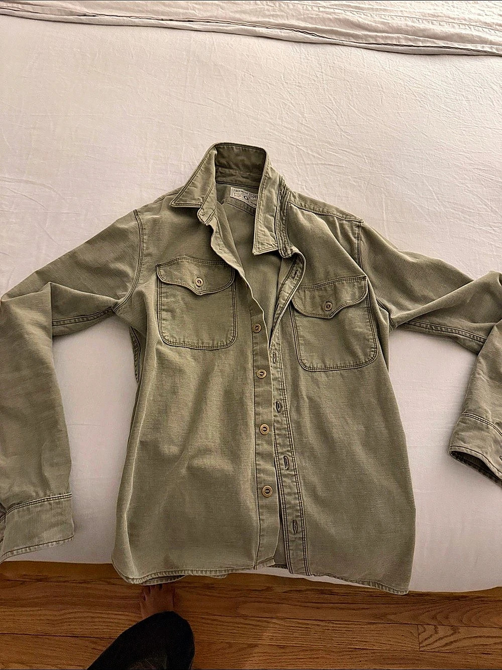 Freenote Cloth Utility Shirt - Olive Men's Shirt Jacket Green Large